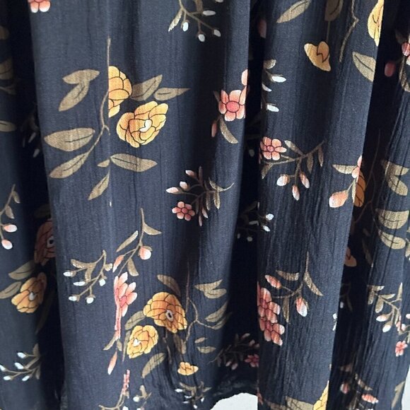 Altard State Black Floral long Bell sleeve Babydoll Mini Dress - Size Small - Picture 5 of 11